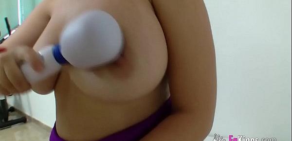  Maria Roig and her enormous boobs squeeze dry our rubber dildos